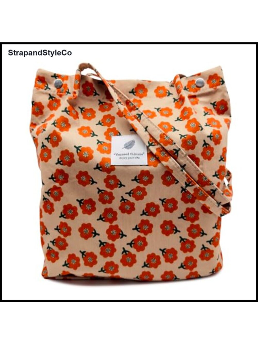 Corduroy Tote Bag Lightweight Shoulder Bag with Inner Pocket